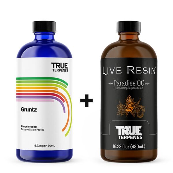 True Terpenes Gruntz Live Resin Infused Made to Create blend bottles