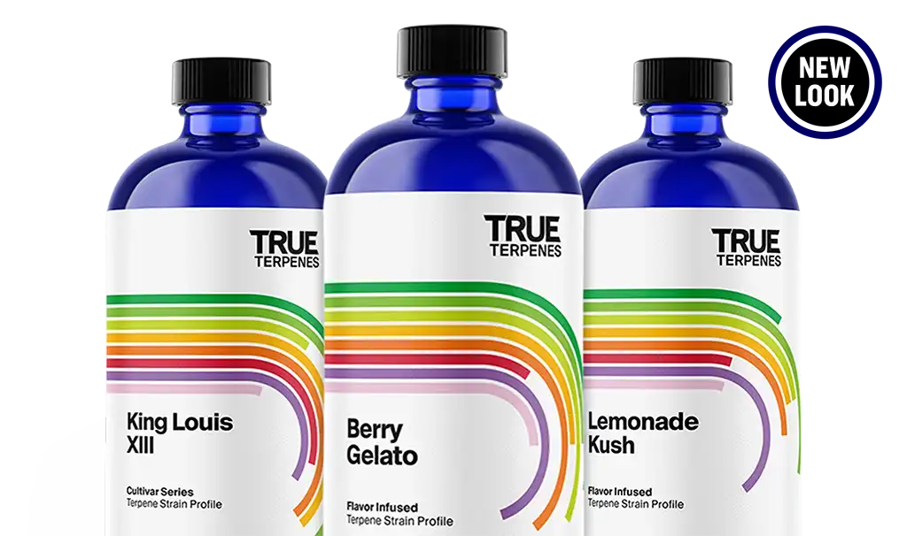 True Terpenes Strain Profiles category bottles with a new look